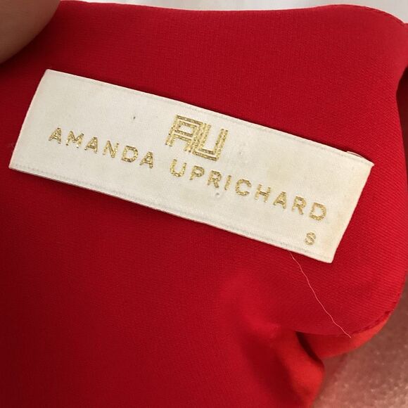Amanda Uprichard Red Lined Sheath Dress Bell Slit Sleeves Women’s Small - Picture 8 of 8